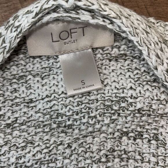 LOFT Outlet Womens Cotton Fringe Hem Open Front Cardigan Sweater Gray Size Small - Picture 4 of 7